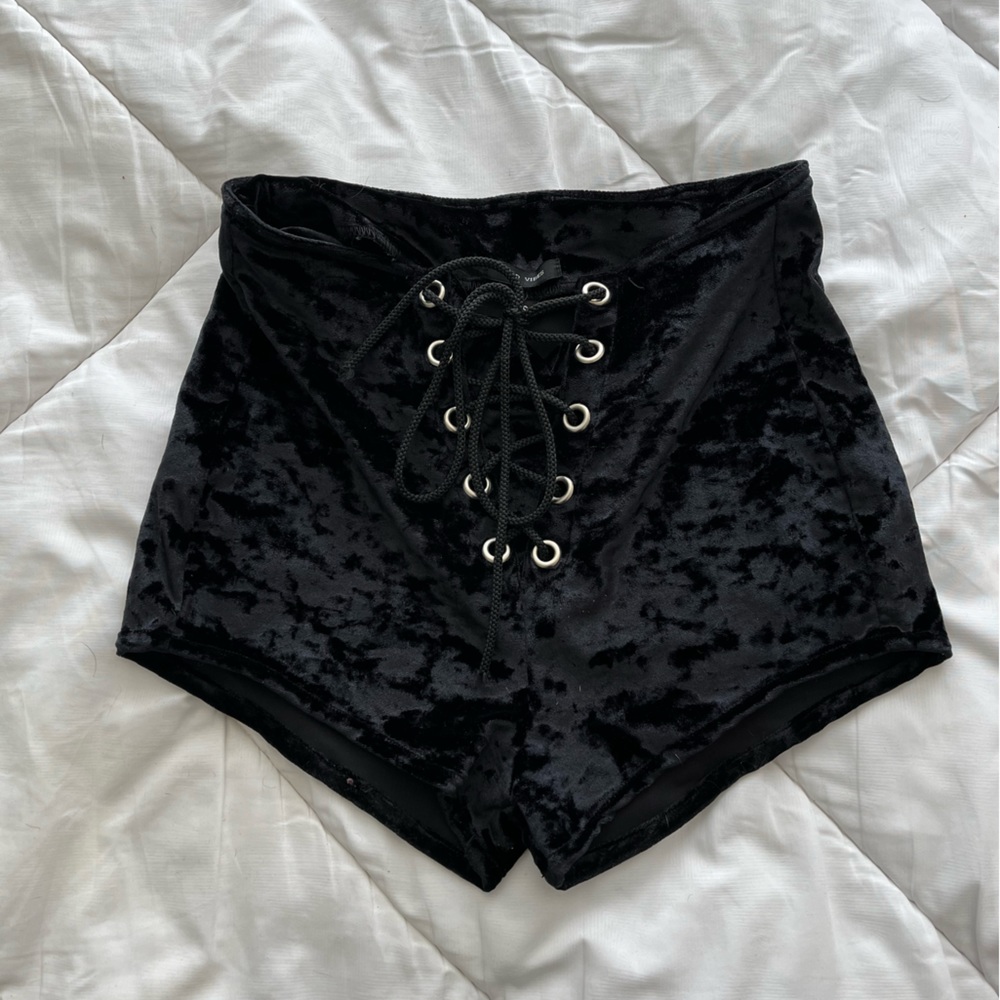 Black velvet booty shorts
